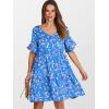imageANRABESS Dresses for Women Summer 2025 V Neck Ruffle Sleeve A Line Tiered Flowy Casual Trendy Mini Beach Dress with PocketsBlue Pink Floral