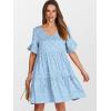imageANRABESS Dresses for Women Summer 2025 V Neck Ruffle Sleeve A Line Tiered Flowy Casual Trendy Mini Beach Dress with PocketsBlue White Floral