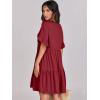 imageANRABESS Dresses for Women Summer 2025 V Neck Ruffle Sleeve A Line Tiered Flowy Casual Trendy Mini Beach Dress with PocketsBurgundy