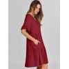 imageANRABESS Dresses for Women Summer 2025 V Neck Ruffle Sleeve A Line Tiered Flowy Casual Trendy Mini Beach Dress with PocketsBurgundy