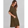 imageANRABESS Dresses for Women Summer 2025 V Neck Ruffle Sleeve A Line Tiered Flowy Casual Trendy Mini Beach Dress with PocketsCoffee