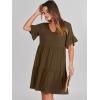 imageANRABESS Dresses for Women Summer 2025 V Neck Ruffle Sleeve A Line Tiered Flowy Casual Trendy Mini Beach Dress with PocketsCoffee