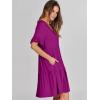 imageANRABESS Dresses for Women Summer 2025 V Neck Ruffle Sleeve A Line Tiered Flowy Casual Trendy Mini Beach Dress with PocketsFuchsia