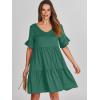imageANRABESS Dresses for Women Summer 2025 V Neck Ruffle Sleeve A Line Tiered Flowy Casual Trendy Mini Beach Dress with PocketsGreen