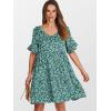 imageANRABESS Dresses for Women Summer 2025 V Neck Ruffle Sleeve A Line Tiered Flowy Casual Trendy Mini Beach Dress with PocketsGreen Blue Floral