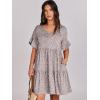 imageANRABESS Dresses for Women Summer 2025 V Neck Ruffle Sleeve A Line Tiered Flowy Casual Trendy Mini Beach Dress with PocketsKhaki Polka Dot