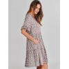 imageANRABESS Dresses for Women Summer 2025 V Neck Ruffle Sleeve A Line Tiered Flowy Casual Trendy Mini Beach Dress with PocketsKhaki Polka Dot