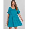 imageANRABESS Dresses for Women Summer 2025 V Neck Ruffle Sleeve A Line Tiered Flowy Casual Trendy Mini Beach Dress with PocketsLake Blue