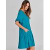 imageANRABESS Dresses for Women Summer 2025 V Neck Ruffle Sleeve A Line Tiered Flowy Casual Trendy Mini Beach Dress with PocketsLake Blue