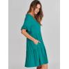 imageANRABESS Dresses for Women Summer 2025 V Neck Ruffle Sleeve A Line Tiered Flowy Casual Trendy Mini Beach Dress with PocketsLake Green