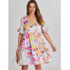 imageANRABESS Dresses for Women Summer 2025 V Neck Ruffle Sleeve A Line Tiered Flowy Casual Trendy Mini Beach Dress with PocketsMulticolour Floral