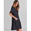 imageANRABESS Dresses for Women Summer 2025 V Neck Ruffle Sleeve A Line Tiered Flowy Casual Trendy Mini Beach Dress with PocketsNavy Blue