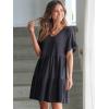 imageANRABESS Dresses for Women Summer 2025 V Neck Ruffle Sleeve A Line Tiered Flowy Casual Trendy Mini Beach Dress with PocketsNavy Blue