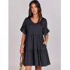 imageANRABESS Dresses for Women Summer 2025 V Neck Ruffle Sleeve A Line Tiered Flowy Casual Trendy Mini Beach Dress with PocketsNavy Blue