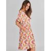 imageANRABESS Dresses for Women Summer 2025 V Neck Ruffle Sleeve A Line Tiered Flowy Casual Trendy Mini Beach Dress with PocketsOrange Floral