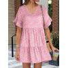 imageANRABESS Dresses for Women Summer 2025 V Neck Ruffle Sleeve A Line Tiered Flowy Casual Trendy Mini Beach Dress with PocketsPink Floral