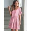 imageANRABESS Dresses for Women Summer 2025 V Neck Ruffle Sleeve A Line Tiered Flowy Casual Trendy Mini Beach Dress with PocketsPink Floral