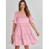 imageANRABESS Dresses for Women Summer 2025 V Neck Ruffle Sleeve A Line Tiered Flowy Casual Trendy Mini Beach Dress with PocketsPink Floral