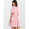 imageANRABESS Dresses for Women Summer 2025 V Neck Ruffle Sleeve A Line Tiered Flowy Casual Trendy Mini Beach Dress with PocketsPink Round Dot