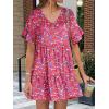 imageANRABESS Dresses for Women Summer 2025 V Neck Ruffle Sleeve A Line Tiered Flowy Casual Trendy Mini Beach Dress with PocketsRed Floral