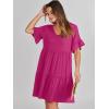 imageANRABESS Dresses for Women Summer 2025 V Neck Ruffle Sleeve A Line Tiered Flowy Casual Trendy Mini Beach Dress with PocketsRose