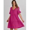 imageANRABESS Dresses for Women Summer 2025 V Neck Ruffle Sleeve A Line Tiered Flowy Casual Trendy Mini Beach Dress with PocketsRose