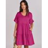 imageANRABESS Dresses for Women Summer 2025 V Neck Ruffle Sleeve A Line Tiered Flowy Casual Trendy Mini Beach Dress with PocketsRose