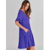 imageANRABESS Dresses for Women Summer 2025 V Neck Ruffle Sleeve A Line Tiered Flowy Casual Trendy Mini Beach Dress with PocketsRoyal Blue