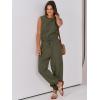 imageANRABESS Jumpsuits for Women Casual Summer Sleeveless 2025 Romper One Piece Outfit Active Workout Lounge Jumpsuits PocketsArmy Green