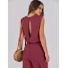imageANRABESS Jumpsuits for Women Casual Summer Sleeveless 2025 Romper One Piece Outfit Active Workout Lounge Jumpsuits PocketsBurgundy