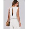 imageANRABESS Jumpsuits for Women Casual Summer Sleeveless 2025 Romper One Piece Outfit Active Workout Lounge Jumpsuits PocketsWhite