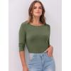 imageANRABESS Women 34 Sleeve Crewneck Rib Knit Slim Fit Shirts Basic Tee Tops 2025 Fall Summer Casual TShirt Workout OutfitsArmy Green