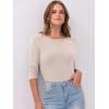 imageANRABESS Women 34 Sleeve Crewneck Rib Knit Slim Fit Shirts Basic Tee Tops 2025 Fall Summer Casual TShirt Workout OutfitsBeige