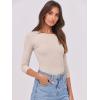 imageANRABESS Women 34 Sleeve Crewneck Rib Knit Slim Fit Shirts Basic Tee Tops 2025 Fall Summer Casual TShirt Workout OutfitsBeige