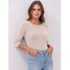 imageANRABESS Women 34 Sleeve Crewneck Rib Knit Slim Fit Shirts Basic Tee Tops 2025 Fall Summer Casual TShirt Workout OutfitsBeige
