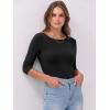 imageANRABESS Women 34 Sleeve Crewneck Rib Knit Slim Fit Shirts Basic Tee Tops 2025 Fall Summer Casual TShirt Workout OutfitsBlack