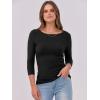 imageANRABESS Women 34 Sleeve Crewneck Rib Knit Slim Fit Shirts Basic Tee Tops 2025 Fall Summer Casual TShirt Workout OutfitsBlack