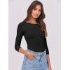 imageANRABESS Women 34 Sleeve Crewneck Rib Knit Slim Fit Shirts Basic Tee Tops 2025 Fall Summer Casual TShirt Workout OutfitsBlack