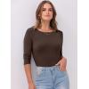 imageANRABESS Women 34 Sleeve Crewneck Rib Knit Slim Fit Shirts Basic Tee Tops 2025 Fall Summer Casual TShirt Workout OutfitsBrown