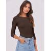 imageANRABESS Women 34 Sleeve Crewneck Rib Knit Slim Fit Shirts Basic Tee Tops 2025 Fall Summer Casual TShirt Workout OutfitsBrown