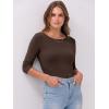 imageANRABESS Women 34 Sleeve Crewneck Rib Knit Slim Fit Shirts Basic Tee Tops 2025 Fall Summer Casual TShirt Workout OutfitsBrown
