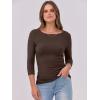 imageANRABESS Women 34 Sleeve Crewneck Rib Knit Slim Fit Shirts Basic Tee Tops 2025 Fall Summer Casual TShirt Workout OutfitsBrown