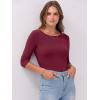 imageANRABESS Women 34 Sleeve Crewneck Rib Knit Slim Fit Shirts Basic Tee Tops 2025 Fall Summer Casual TShirt Workout OutfitsBurgundy
