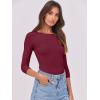 imageANRABESS Women 34 Sleeve Crewneck Rib Knit Slim Fit Shirts Basic Tee Tops 2025 Fall Summer Casual TShirt Workout OutfitsBurgundy