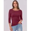 imageANRABESS Women 34 Sleeve Crewneck Rib Knit Slim Fit Shirts Basic Tee Tops 2025 Fall Summer Casual TShirt Workout OutfitsBurgundy