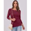 imageANRABESS Women 34 Sleeve Crewneck Rib Knit Slim Fit Shirts Basic Tee Tops 2025 Fall Summer Casual TShirt Workout OutfitsBurgundy