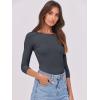 imageANRABESS Women 34 Sleeve Crewneck Rib Knit Slim Fit Shirts Basic Tee Tops 2025 Fall Summer Casual TShirt Workout OutfitsCharcoal