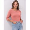imageANRABESS Women 34 Sleeve Crewneck Rib Knit Slim Fit Shirts Basic Tee Tops 2025 Fall Summer Casual TShirt Workout OutfitsCoral