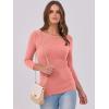 imageANRABESS Women 34 Sleeve Crewneck Rib Knit Slim Fit Shirts Basic Tee Tops 2025 Fall Summer Casual TShirt Workout OutfitsCoral
