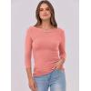 imageANRABESS Women 34 Sleeve Crewneck Rib Knit Slim Fit Shirts Basic Tee Tops 2025 Fall Summer Casual TShirt Workout OutfitsCoral